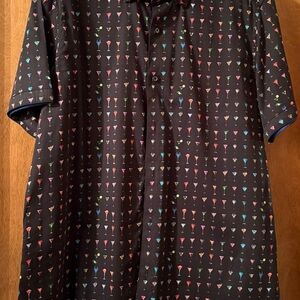 Robert Graham Black Casual Button Down Shirt with Geometric Design